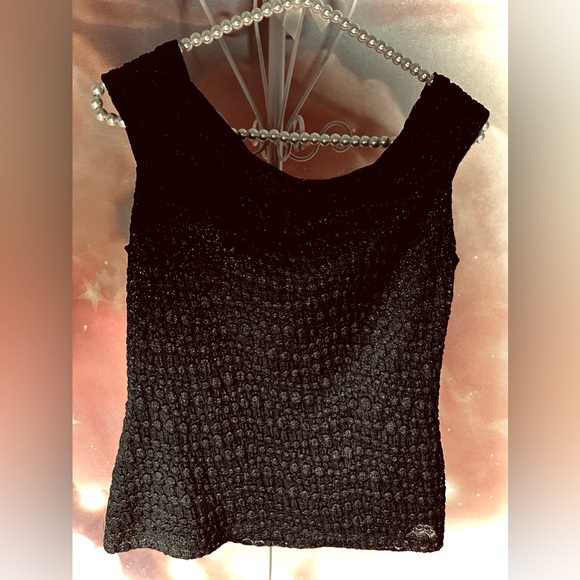 Fancy textured black top with subtle sparkles - Picture 5 of 6